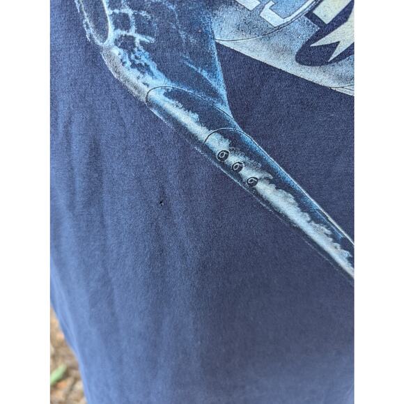 Vintage Corsair F4U WW2 Plane Gildan T Shirt Medium Blue - Picture 9 of 9